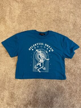 T.J.Maxx Teal 'Celestial Dream' Graphic Crop Tee